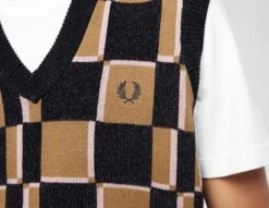 Fred Perry Checkerboard Knit Vest -Mode de Rêve sz 673735 d